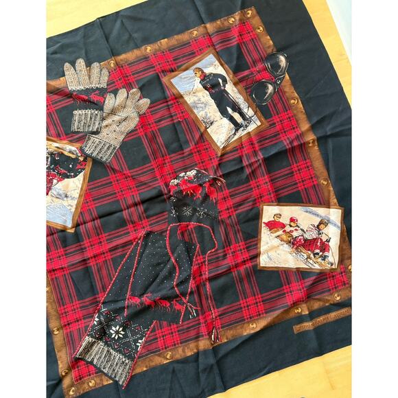 NWT Ralph Lauren Tartan Plaid Scarf Winter Ski Sledding Snow Lightweight Wool - Picture 2 of 4
